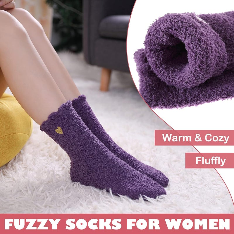 LINEMIN Womens Fuzzy Socks Cozy Fluffy Winter Warm Slipper Socks Microfiber Soft Home Sleeping Socks - Image 4